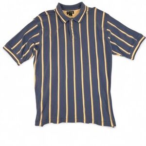 Stylish Vintage Ivy Crew Men's Striped Polo Shirt in Blue and Beige size XL